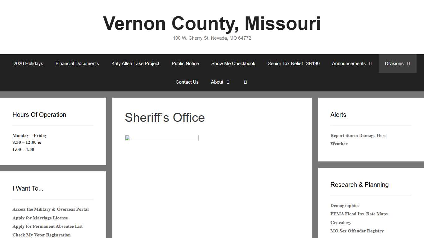 Sheriff’s Office – Vernon County, Missouri