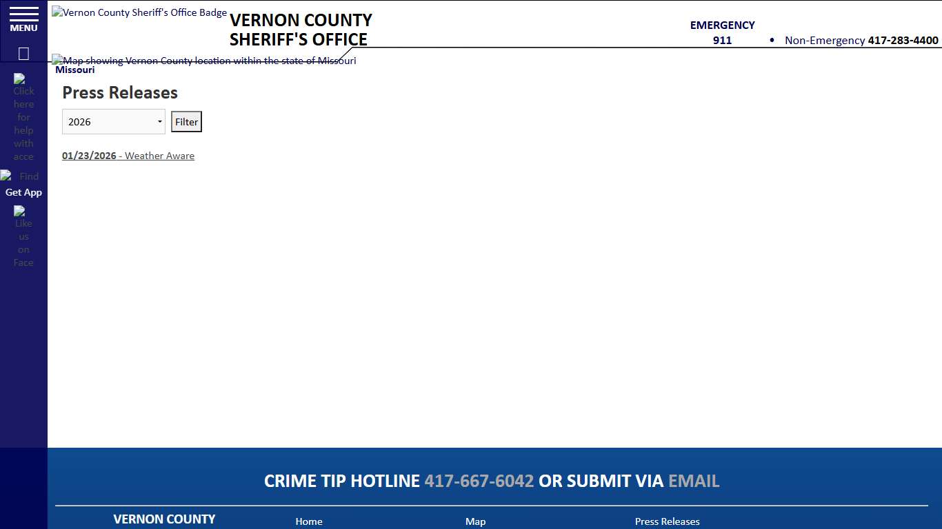Press Releases - Vernon County MO Sheriff